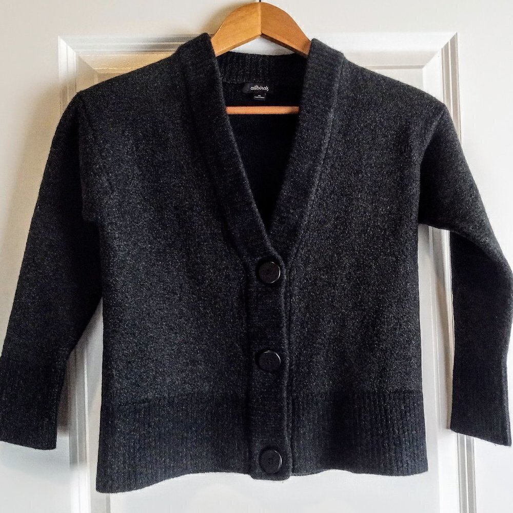 Allbirds The Cardi Charcoal Gray 100% Merino Wool Button Cardigan